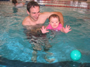 Daddy and Kaitlyn during a swimming lesson